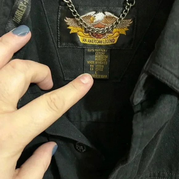 Men’s Harley-Davidson Classic Embroidered Pocket Logo 100% Cotton Button Shirt! - Picture 3 of 5